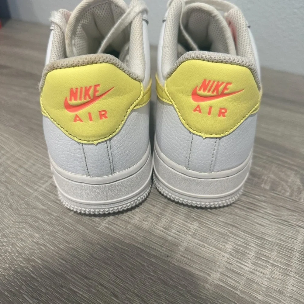 Nike Air Force 1 White and Yellow Shoes
